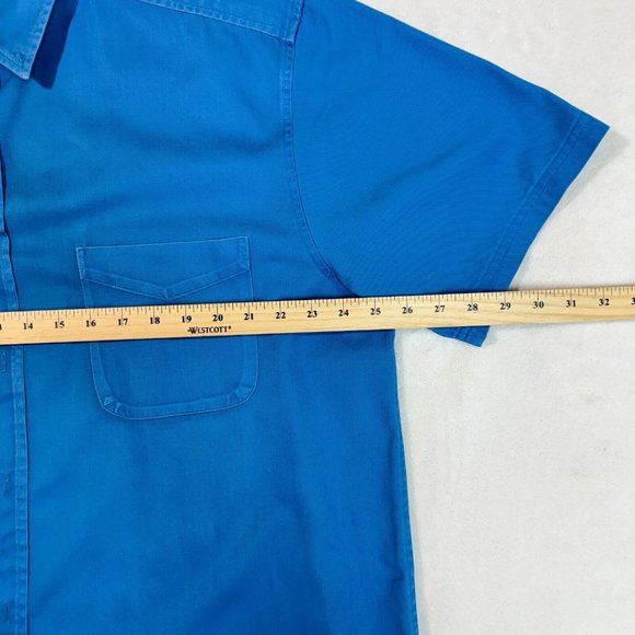 Vintage Penmans Men's L Polo Dress Shirt Blue Button Up Short Sleeve - Picture 9 of 12